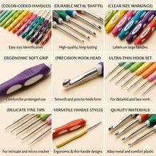 19 Packs Ergonomic Crochet Hooks Set With Soft Rubber Grip, 0.5mm To 6.0mm Crochet Needles Kit For Crocheting, Knitting Craft Tool For Beginners & Professionals - 0.5-6mm Colorful Crochet Hook - View 6