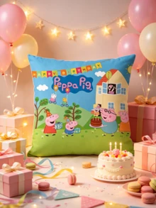 Peppa Pig Square Pillow Cases Set, Multiple Pattern Cartoon Prints, Smooth Polyester Fabric, Invisible Zipper Closure, Anti-Fade Printing, Perfect For Sofa Decor, Birthday Party Scene, Bedroom Accent & Home Decoration Supplies - Multiple Styles - View 7