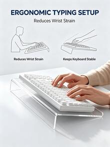 Stand Keyboard Akrilik dengan Sandaran Pergelangan Tangan Miring 15°, Rak Ekstensi Meja Keyboard Minimalis Transparan, Stand Peninggi Meja yang Stabil, Cocok untuk Pengetik, Karyawan, Pekerjaan Mengetik di Kantor Rumah, Stand dengan Tinggi yang Dapat Diatur, Kembali ke Sekolah - MultiWarna - View 4