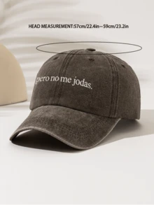 1pc Fashionable Minimalist Washed Baseball Cap, High-Value All-Season Decorative Style, Essential Fashion Item For Men And Women, "Pero No Me Jodas" Print Pattern, Gift For Family And Friends - Washed Cap - View 5