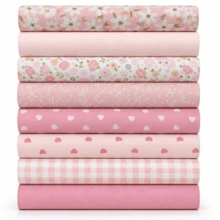 8pcs Pink Floral Printed Fabric Set 25*25/50*50cm Vintage Floral Print Thick 1/4 Pink Flower Quilted Patchwork Square Sewing Fabric For DIY Handmade Crafts Home Party Decor - Variant - View 12