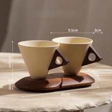 Limoges France 禮品咖啡套組|手沖情侶馬克杯與復古紋理卡布奇諾杯碟|專利防濺漏漏斗設計|工匠陶瓷,適合濃縮咖啡愛好者 - 彩色 - 查看 23