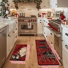 1/2/3pcs Christmas Theme Kitchen Rug, Flannel Kitchen Rug Comfortable Soft Absorbent Non-Slip Machine Washable With Non-Slip Backing Suitable For Multiple Scenes Entrance Living Room Bedroom Kitchen Dining Room Bathroom Laundry Room Hallway Christmas Holiday Decoration Home Mat - Multicolor - View 14