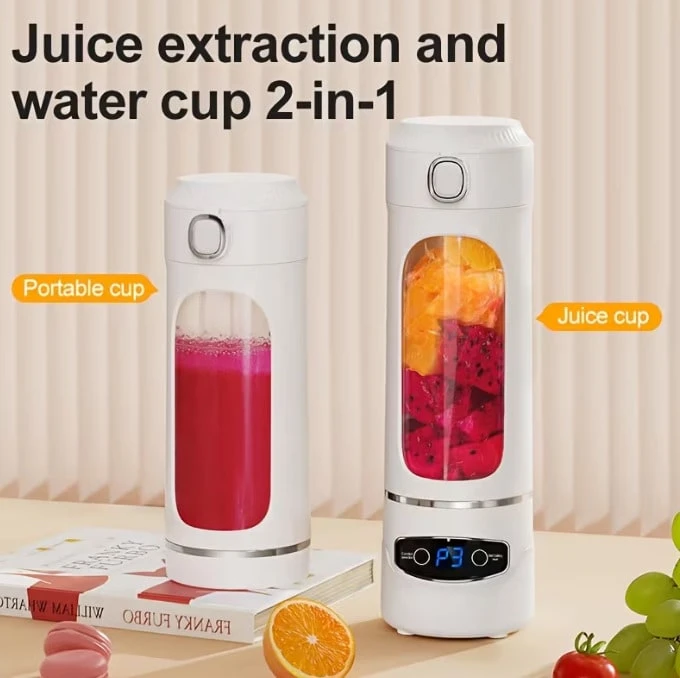 SINRAY Juicer Portabel Ringan 600ml, Kapasitas 22000 RPM, Dapat Diisi Ulang USB, Dilengkapi Baterai Isi Ulang 1200mAh.