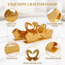 1pc Gold-Plated Stainless Steel Napkin Holder, Swan Shaped Desktop Napkin Storage Rack, Decorative Table Centerpiece, Suitable For Dining Table, Wedding Party - 1PC - View 1