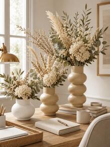 1pc Modern Textured Vase, Sculptural Bubble Shaped Flower Vase For Pampas Grass And Bouquets, Neutral Boho Tabletop Decor For Living Room Shelf Bedroom - Multiple 3 - View 1