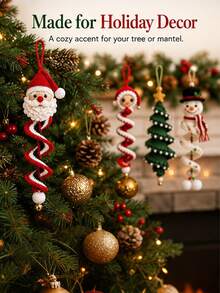 1 Set DIY Crochet Snowman Spiral Decoration Kit, 3D Christmas Hanging Ornament, Handmade Window, Porch, Wall And Holiday Tree Decor, Suitable For Beginners, Soft Yarn Handmade Kit - Christmas Ornament - View 3