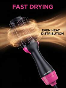 HYUNDAI Multifunctional Hot Air Brush With Adjustable Settings, Long-Lasting Styling, Negative Ion Technology To Reduce Frizz, For Hair, Wet/Dry Use, Electric Hair Straightener And Curler - Hot Pink - View 9