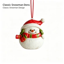 1pc Cute Resin Snowman Christmas Ornament, 3‑Pcs Set Funny Snowman Hanging Pendant, Xmas Tree Home Holiday Decor - Snowman - View 4