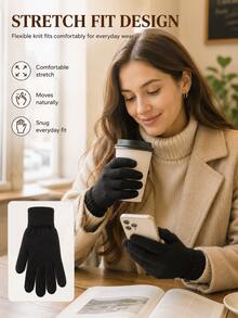 Knitted Cycling Gloves, Comfortable Skin-Friendly Warm Windproof, Reduces Sleeve Air Infiltration, Flexible And Comfortable, Unisex, Suitable For Autumn/Winter Cycling, Commuting And Daily Outdoor Wear - Multicolor - View 5