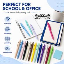 12 Pack Retractable Ballpoint Pens, Assorted Random Color Click Pens With Smooth Writing, Lightweight Everyday Writing Pens For Students, School, Office, Home, Note Taking, Journaling & Daily Use - Multicolor - View 7