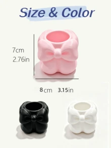 3D Printed Bow Makeup Brush Holder, INS Girly Style Desktop Pen Holder, Vanity Makeup Brush Comb Sundries Storage Bucket - Multicolor - View 10
