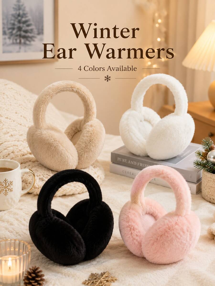 Winter Warm Ear Muffs For Women, Foldable Ear Protection, Suitable For Daily Wear, Compatible With Glasses And Headphones, Ideal For Cold Weather, Fashionable High-Quality Women's Accessory, Fleece Lining Winter Ear Muffs