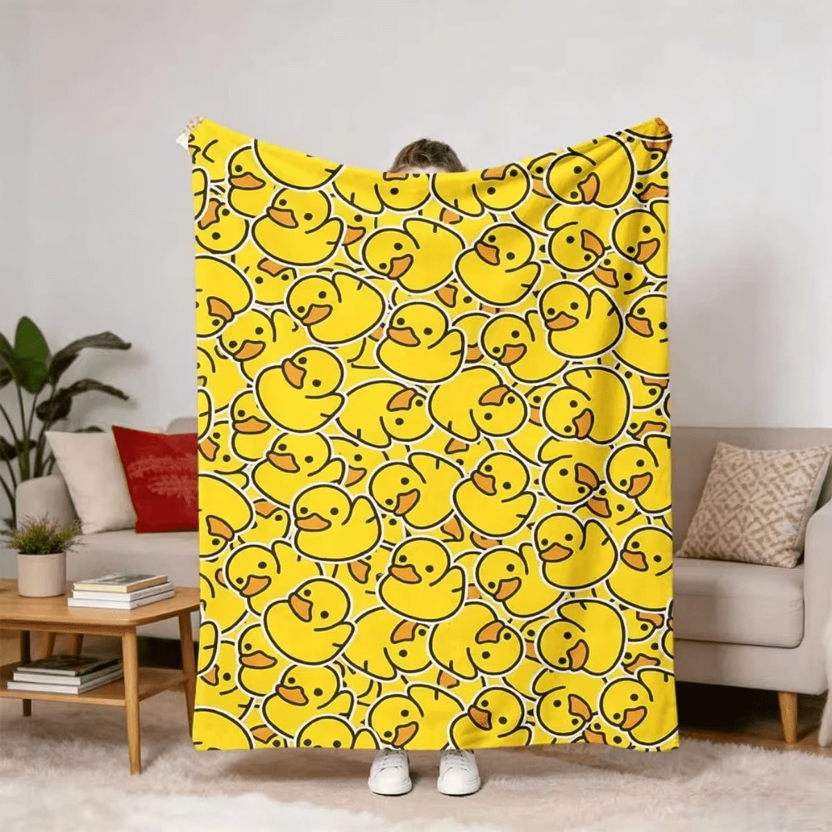1 Comfortable Flannel Blanket With Rubber Duck Print, Suitable For All ...