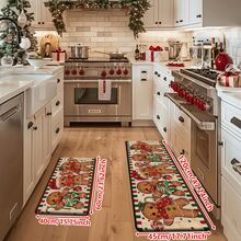 1/2/3pcs Christmas Theme Kitchen Rug, Flannel Kitchen Rug, Comfortable Soft Absorbent Non-Slip Machine Washable With Backing, Suitable For Multiple Scenes: Entrance, Living Room, Bedroom, Kitchen, Dining Room, Bathroom, Laundry Room, Hallway, Christmas Holiday Decoration Home Floor Mat Multifunctional - Multicolor - View 13