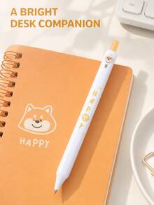 1pc/4pcs Button Pen Chai Dou Dou Clickable Gel Pen, Cartoon Dog Highly Attractive INS Style, Suitable For Students' Daily Writing, Journaling, Etc., Also Can Be Given As Christmas/Halloween Small Gifts From Parents To Children. - Multicolor - View 7