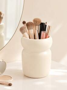 1pc Minimalist Makeup Brush Holder, Rounded Cosmetic Organizer Cup For Makeup Brushes Lipstick Eyeliner Eyebrow Pencil And Beauty Tools, Aesthetic Vanity Desktop Storage For Dressing Table Bedroom Bathroom Countertop Decor - Multicolor - View 11
