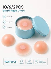 10/6/2Pcs Reusable Invisible Silicone Nipple Cover Self Adhesive Breast Chest Bra Pasties Pad Mat Stickers Accessories Lift For Woman - Multicolor - View 1