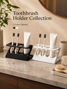 Multifunctional Bathroom Organizer-A 2-In-1 Toothbrush And Draining Rack. This Countertop Stand For Toothpaste And Dental Accessories Is Suitable For Both Bathrooms And Kitchens, Combining Stylish Design With Practicality. - Multicolor - View 3