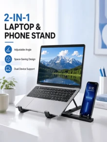 Dudukan Laptop, Tablet, dan Ponsel Portabel Lipat Universal, Dudukan Pendingin Multifungsi dengan Penahan Ponsel yang Dapat Diperpanjang, Dudukan Penopang Meja, Dudukan Pendingin yang Dapat Diatur, Pemasangan Mudah, Nyaman Dibawa, Cocok untuk Rumah dan Kantor, Pilihan Hadiah yang Sempurna - View 4