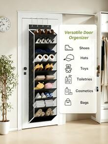 Over‑The‑Door Shoe Organizer, Breathable Mesh Hanging Shoe Rack, Tool‑Free Hook Installation, Holds 30 Pairs, Slim 5cm Space‑Saving Large Capacity, For Entryway Bedroom Small Apartments, Home Shoe Storage Keep Footwear Tidy - Multicolor - View 10