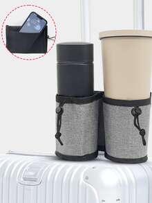 Multi‑Pocket Luggage Handle Storage Pouch, Portable Water Bottle Sleeve For Suitcase, Adjustable Luggage Binding Belt Travel Must‑Have Gear - Multicolor - View 5