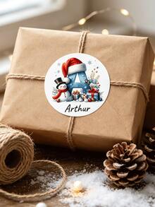 Custom Christmas Stickers, Personalized Santa Claus Letter Stickers, Custom Name Gift Labels, Christmas Gift Wrapping Stickers, Snack Bag Seals, Custom Text Labels, 4cm/5cm/6cm Holiday Stickers For Gifts, Envelopes, Packaging & Christmas Decorations - Multicolor (blue 26 Letters) - View 9