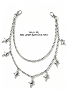 1pc Fashion Shining Star Pants Chain Multi Layer Metal Waist Chain Hanging Chain Personalized Versatile Pants Chain - Silver - View 3