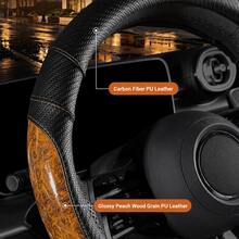 1PC PU Leather & Peach Wood Texture Car Steering Wheel Cover, Wear-Resistant & Non-Slip, Inner Ring Design, All-Season Use, Holiday Gift, Car Interior Accessory, Fits 38cm/15inch - Multicolor - View 9