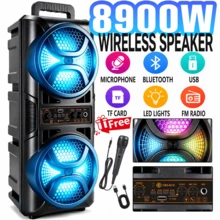 8900W Outdoor Subwoofer Bluetooth Speaker, Portable Wireless Speaker, Built-In Rechargeable Battery, Dual Bass Drivers, FM Radio, Supports BT/TWS/USB/AUX/TF Card/MIC, High Volume Stereo, Suitable For Indoor Dances, Home Entertainment, Parties - View 9