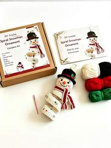 1 Set DIY Crochet Snowman Spiral Decoration Kit, 3D Christmas Hanging Ornament, Handmade Window, Porch, Wall And Holiday Tree Decor, Suitable For Beginners, Soft Yarn Handmade Kit - Christmas Ornament - View 9