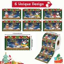 1 Roll 250 Christmas Gift Name Tag Stickers, 6 Designs - Merry Christmas To-From Self-Adhesive Label Stickers For Holiday Present Wrapping Decor - A+B+C - View 1