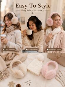 Winter Warm Ear Muffs For Women, Foldable Ear Protection, Suitable For Daily Wear, Compatible With Glasses And Headphones, Ideal For Cold Weather, Fashionable High-Quality Women's Accessory, Fleece Lining Winter Ear Muffs - Multicolor - View 6