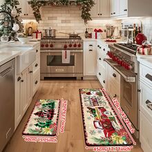 1/2/3pcs Christmas Theme Kitchen Rug, Flannel Kitchen Rug, Comfortable Soft Absorbent Non-Slip Machine Washable With Backing, Suitable For Multiple Scenes: Entryway, Living Room, Bedroom, Kitchen, Dining Room, Bathroom, Laundry Room, Hallway, Christmas Holiday Decoration Home Floor Mat, Multi-Functional Floor Pad - Multicolor - View 13