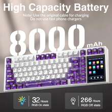 AULA L99 Smart Screen Mechanical Keyboard, 84-Key Wireless Gaming Keyboard, 8000mAh - View 12