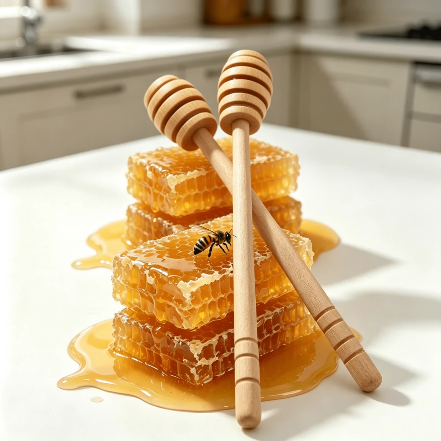 2-Piece Wooden Honey Dipper Set, 6-Inch Honey Sticks, Natural Wood Honey Dipper For Honey Jar, Kitchen Accessory - View 1
