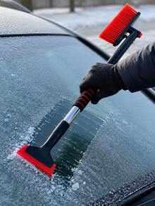 1pc 2-In-1 Detachable Telescopic Car Snow Brush With Ice Scraper And Stainless Steel Handle, 60-80cm Adjustable Windshield Frost Scraper, 360° Rotating Snow Removal Tool, Suitable For Cars, SUVs And Trucks, Winter Car Cleaning Accessory - A - View 3