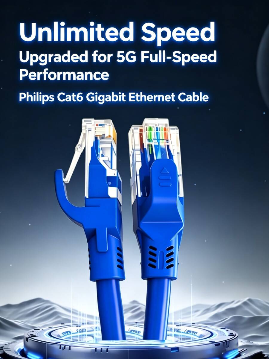 PHILIPS SWA1946/93 Gigabit Cat 6 Shielded Patch Cable, High-Speed Data Transmission, Plug And Play, Suitable For Home Broadband And Business LAN Cabling, Deep Blue - Deep Blue - View 1