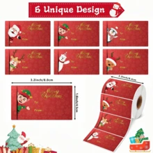 1 Roll 250 Christmas Gift Name Tag Stickers, 6 Designs - Merry Christmas To-From Self-Adhesive Label Stickers For Holiday Present Wrapping Decor - A+B+C - View 2