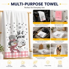 2/4/6pcs Winter Snowman Theme Printed Christmas Home Decor Kitchen Napkins, Cute Pink Hand-Drawn Style, Soft And Easy To Clean, Snowman, Snowflake, Pink And White Plaid Patterns, Winter Home Decor, Holiday Home Gift, Suitable For Kitchen Decor, Baking, Cooking, Winter Party, Christmas Season - Multicolor - View 6