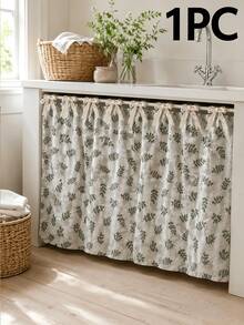 Country Style Oven Curtain With Ruched Edges And Tie Design, Farmhouse Oven Cover, Suitable For Protecting And Decorating Ovens, Dishwashers And Washing Machines, Home Kitchen Style Cabinet Cover - Multicolor - View 15