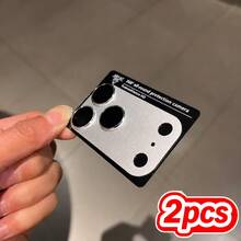 CASECOPS 2片相機鏡頭保護膜，相容 iPhone 18 Pro Max/18 Pro/17 Pro Max/17 Pro，防裂、強黏性，適用於手機殼，金屬強化玻璃後置相機螢幕保護膜，銀色 - 2Pcs - 查看 2