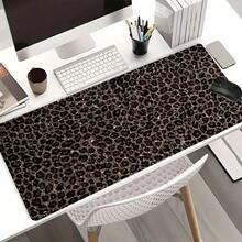 1pc Vintage Leopard Print Extra Long Desk Mat, 2D Printed Washable Rubber Base Rectangular Keyboard & Mouse Pad, Aesthetic Halloween Animal Mat, Suitable For Home, Office, School, Gamers - Gold Leopard Print - View 9