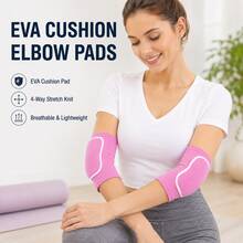 BSKT 1 Pair EVA Padded Sports Elbow Pads, Polyester Latex Yarn Knitted Multi-Color Minimalist Style, Breathable Elastic Cushioning Pad, Snug Fit Anti-Slip, Suitable For Plank Yoga Fitness Training, Adult Use - Multicolor - View 1