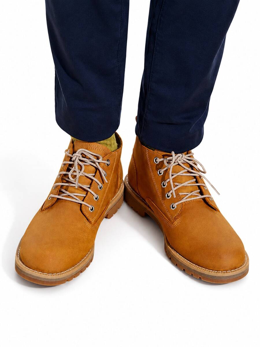 Timberland 新款戶外中筒工作靴,防滑防水男士馬丁靴 - 棕色 - 查看 1