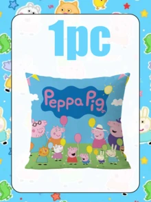 Peppa Pig بطانية وسادة رمي بتصميم شخصية مربعة عصرية، خلفية زرقاء ساطعة بنمط موجي مع زخرفة دب تيدي، غلاف وسادة من البوليستر المتين والخفيف الوزن، بطانية وسادة ديكوري للأريكة، هدية مثالية - متعدد الألوان - مشاهدة 14