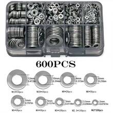 100/600pcs Metal Flat Washer Assortment Set With Storage Box, M2-M12 Multiple Sizes, For Bolt And Screw Fastening, Industrial Equipment Maintenance And Daily Home Maintenance - A - View 12
