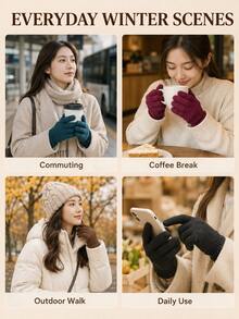 Knitted Cycling Gloves, Comfortable Skin-Friendly Warm Windproof, Reduces Sleeve Air Infiltration, Flexible And Comfortable, Unisex, Suitable For Autumn/Winter Cycling, Commuting And Daily Outdoor Wear - Multicolor - View 7