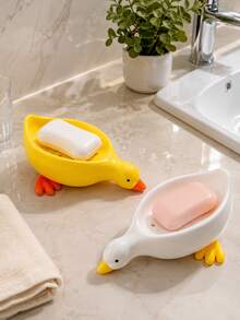 1pc Yellow Duck Shaped Soap Holder, Plastic Material, Suitable For Kitchen Bathroom Countertop Storage Box, Non-Slip Drainage Soap Dish Container, Bathroom Accessories, Home Bathroom Decor, Summer - Multiple Styles and Colors - View 10