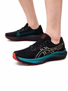 Asics Sepatu Olahraga Pria GT-2000 14 GTX, Sepatu Latihan Kebugaran, Bantalan, Nyaman, Bernapas, Sepatu Lari Kasual - Hitam/Hijau kekuningan - View 1